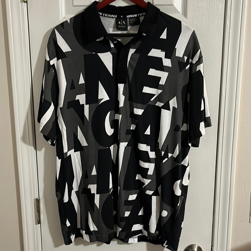 Armani Exchange Spellout Polo Shirt - Size Large.
